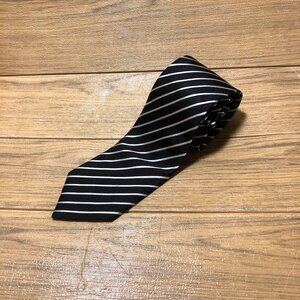 Burberry tie, black and white oblique striped, 100% silk, classy
